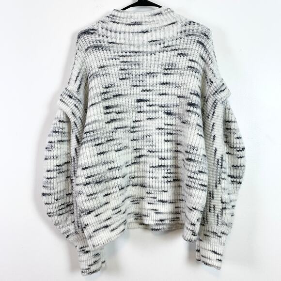 Varley Belgrave Mock Neck Ruffle Balloon Sleeve Knit Sweater Dalmation Large - Picture 9 of 10
